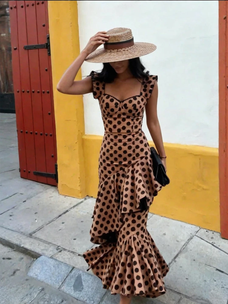 Set ng Crop na Flamenco na may Polka Dot