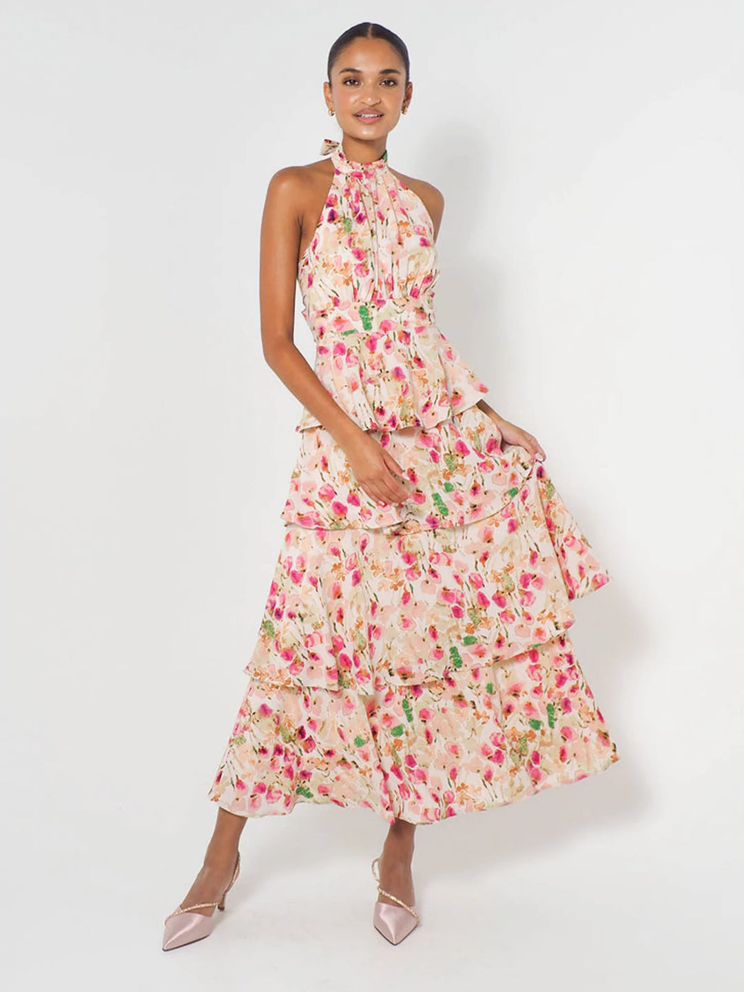 Halterneck Maxi Dress - Provence Bloom