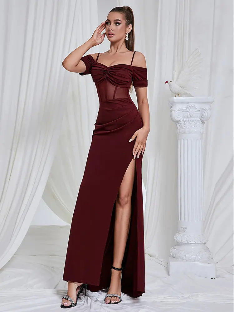 Sexy Strapless Cutout Split Jurk