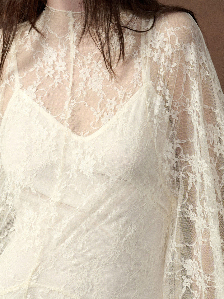 Floral Lace Layered Mini Dress