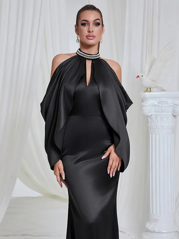 Seksing Off-Shoulder Hollow Neck Dress