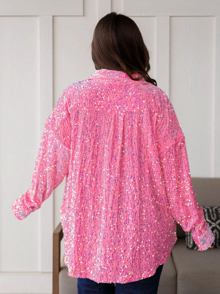 Camicia con tasca in paillettes