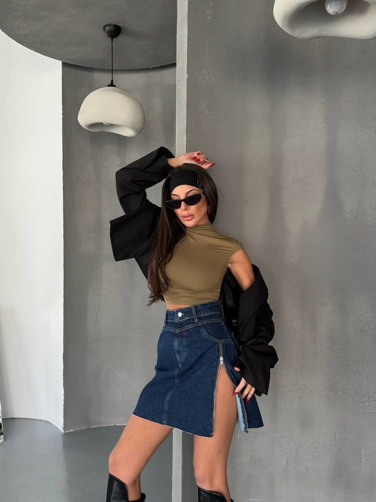 Asymmetrisk jeanskjol