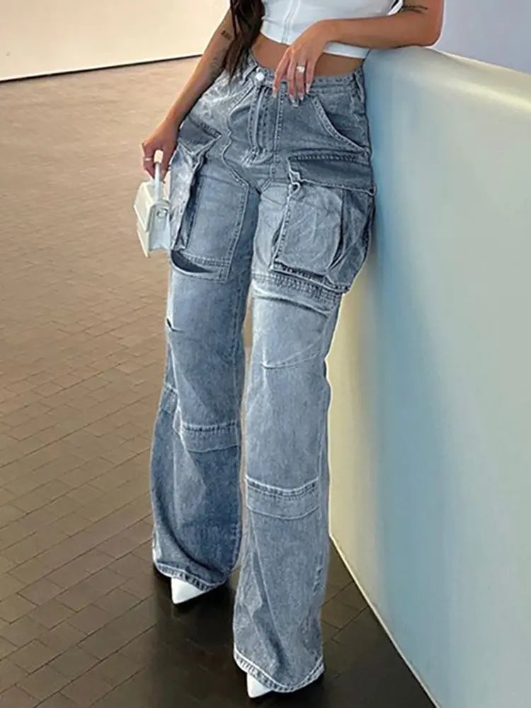 Street-style tvättad denim