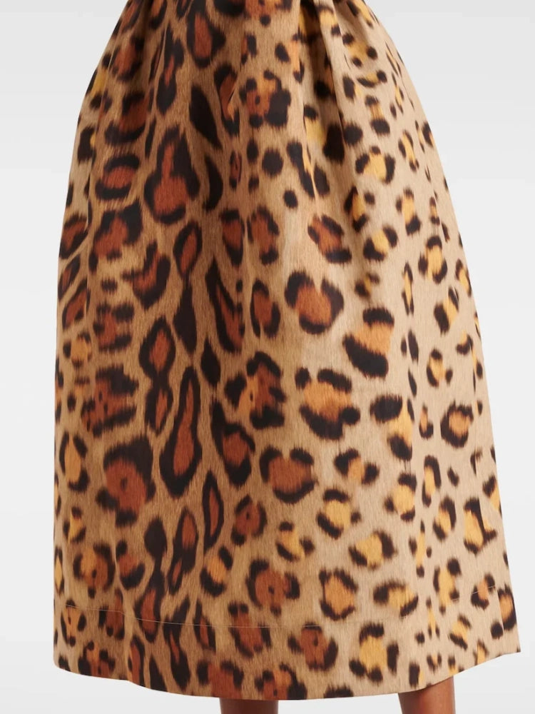 Animal-Print Bustier Midi Dress