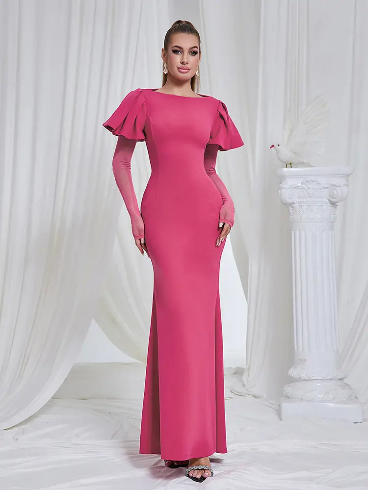 Elegantes Mesh Langarmkleid