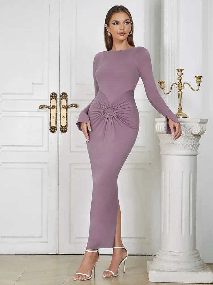 Sexy Chic Ronde Hals Rimpel Jurk