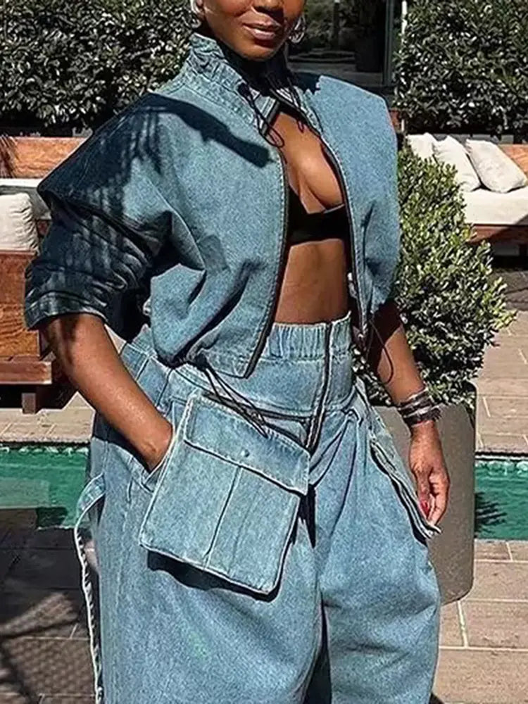 Giacca in denim chic utility