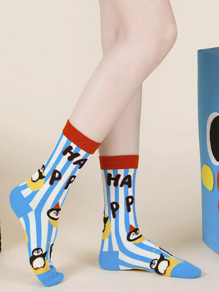 Søt tegneserie pingvin polka dot sokker