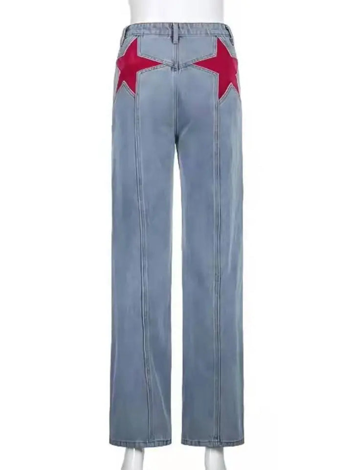 Retro-Jeans mit mittlerer Taille und ausgestelltem Bein