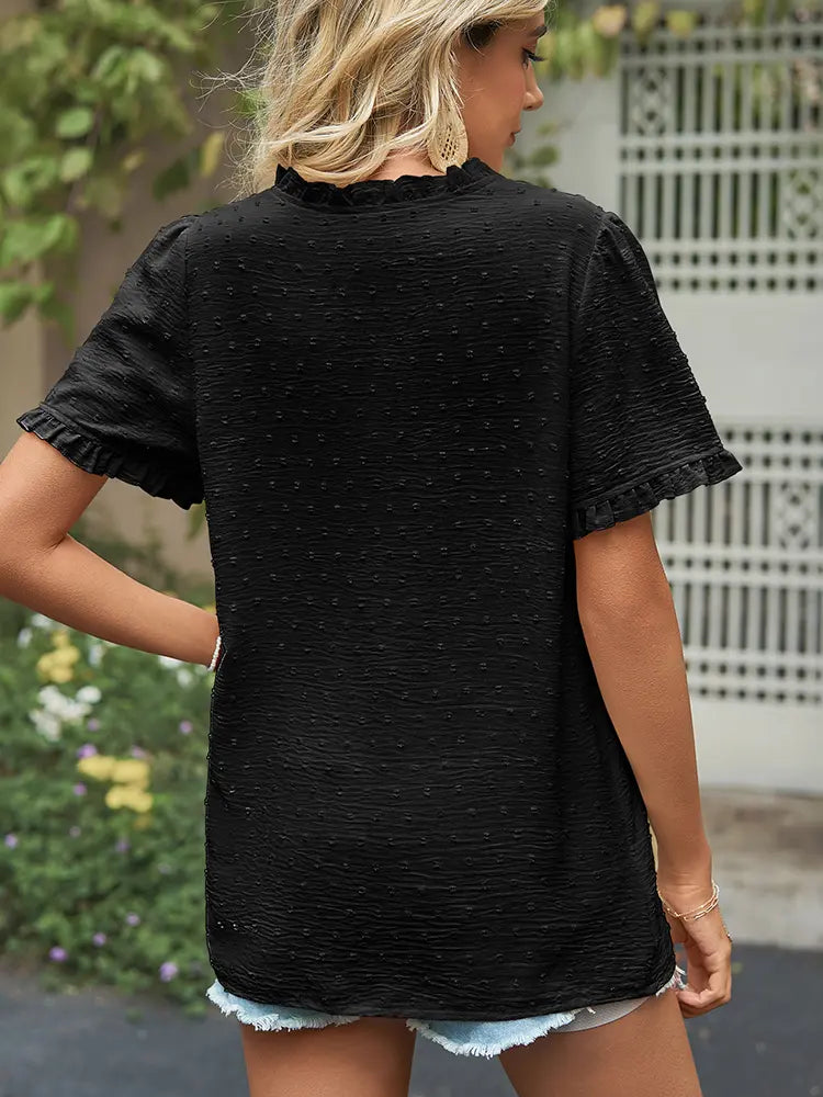 Blusa de Chiffon com Corte e Mangas Princesa Chic