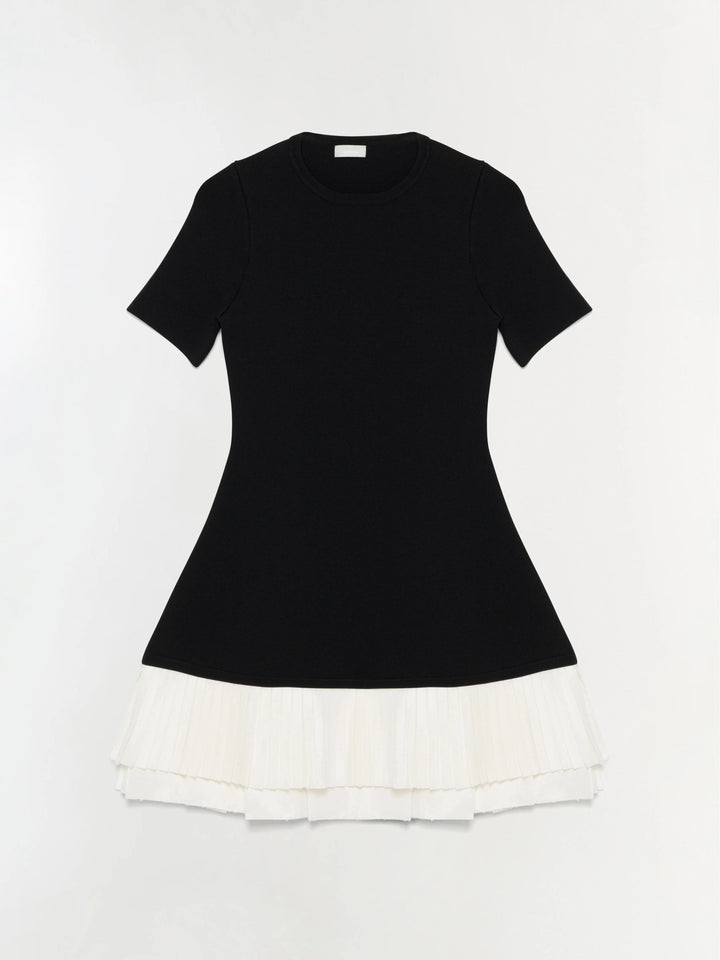Contrast Pleated Mini Dress