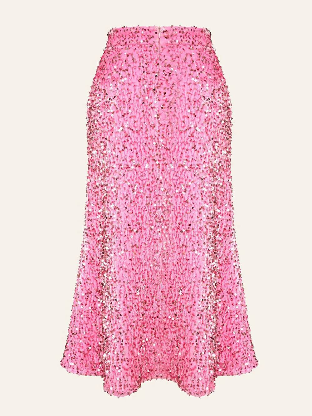 Aksamitna spódnica zdobiona cekinami w kolorze różowym
