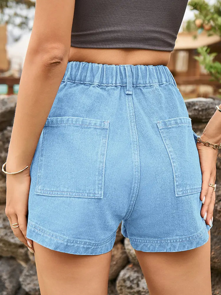 Amerikaanse-stijl denim cargo shorts