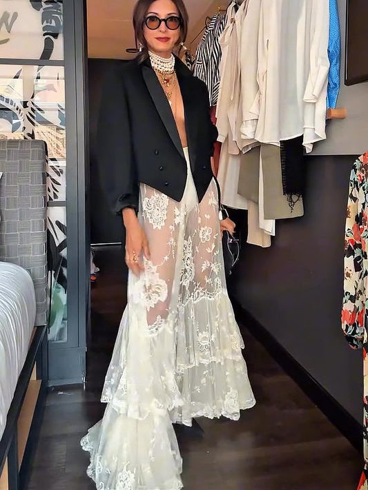 Sheer Floral Lace Maxi Skirt