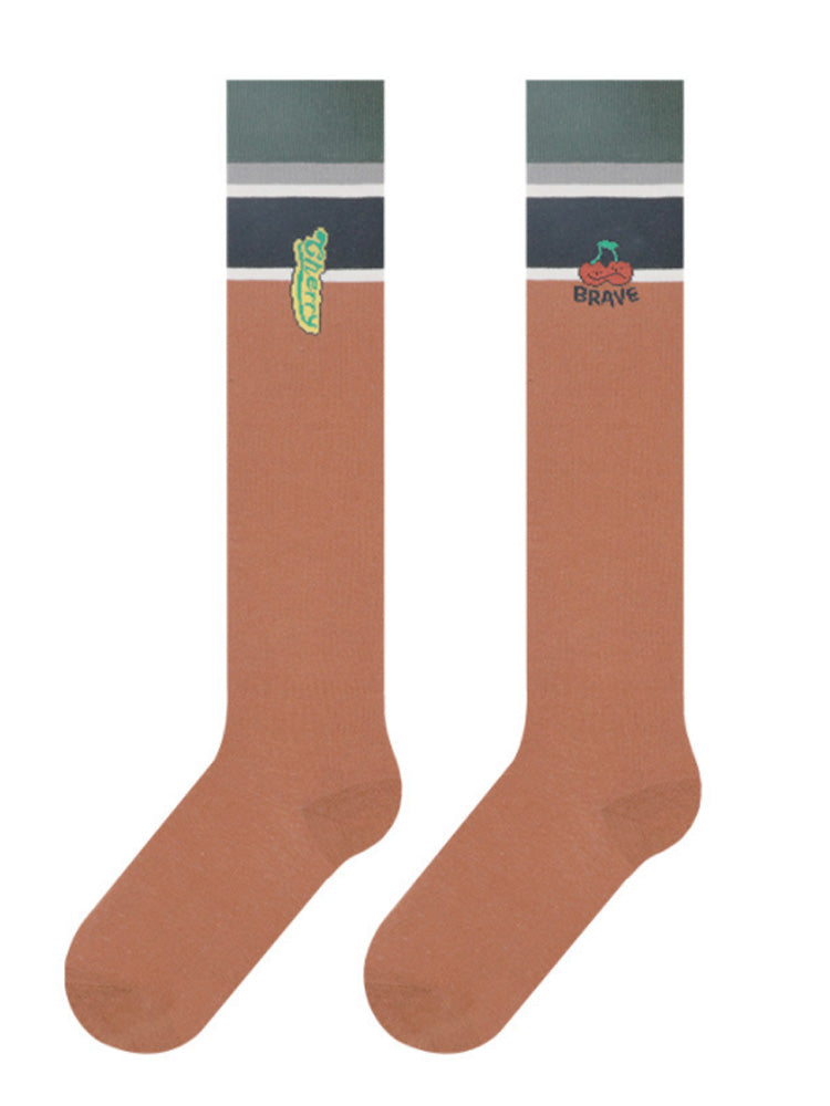 Knehøye sokker med søtt trykk