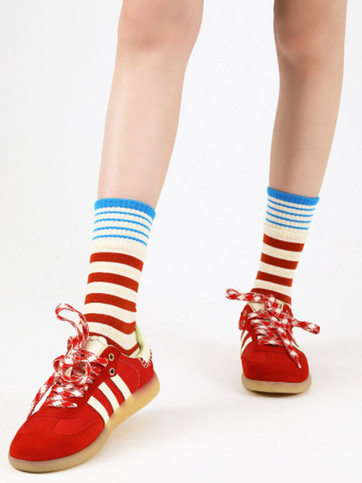 Barevné pruhované bavlněné ponožky
