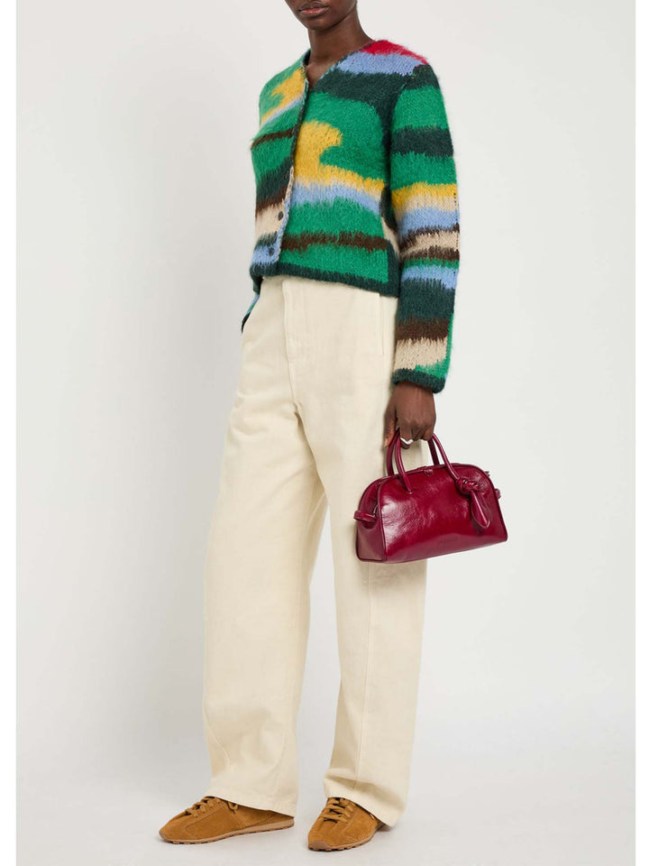Whimsical Artistry Multicolor Abstract Knit Cardigan