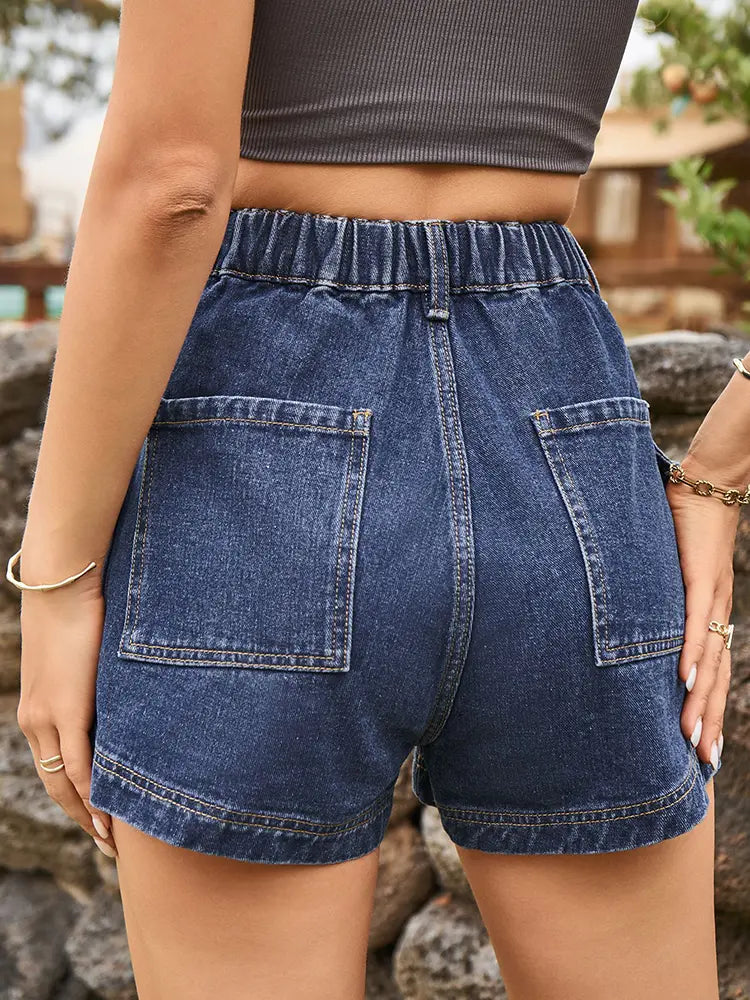 American-Style Denim Cargo Shorts