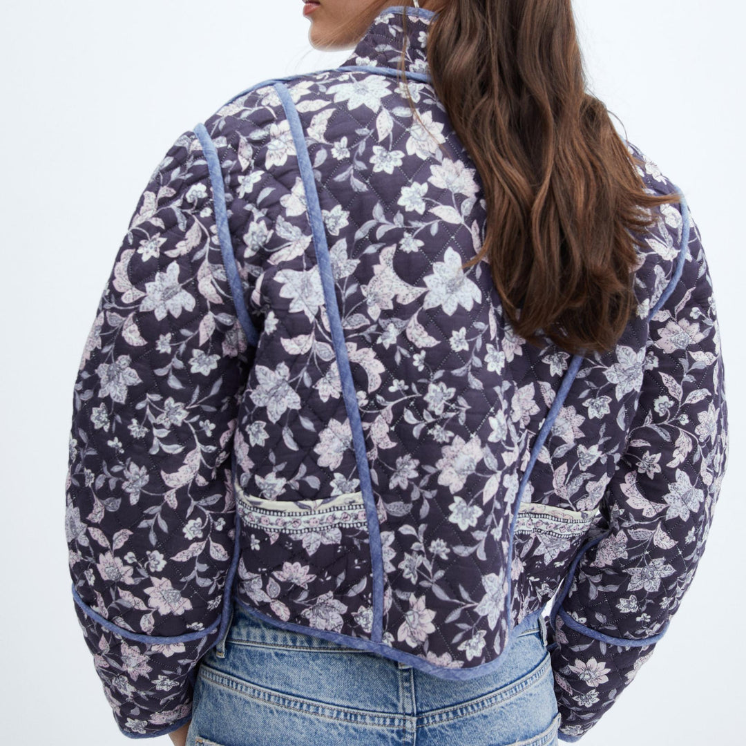 Chaqueta reversible con estampado de flores étnicas