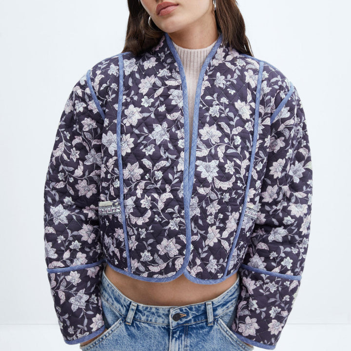 Chaqueta reversible con estampado de flores étnicas