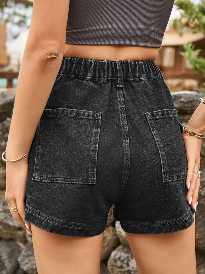 American-Style Denim Cargo Shorts