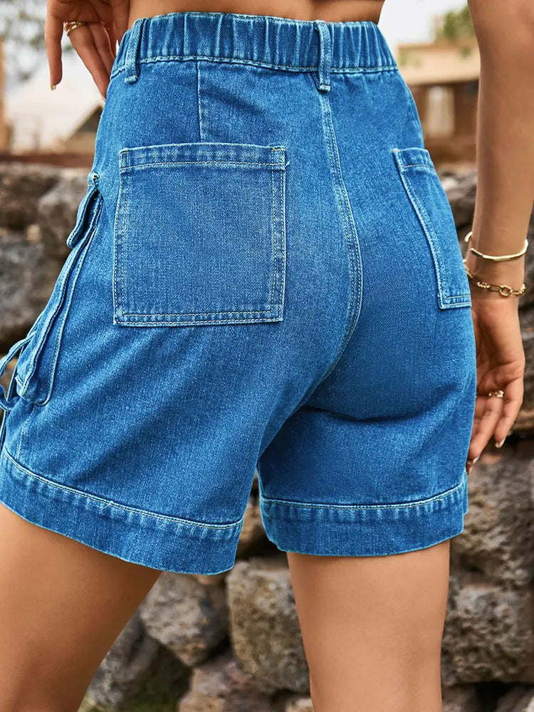 Amerikansk-stil cargoshorts i denim