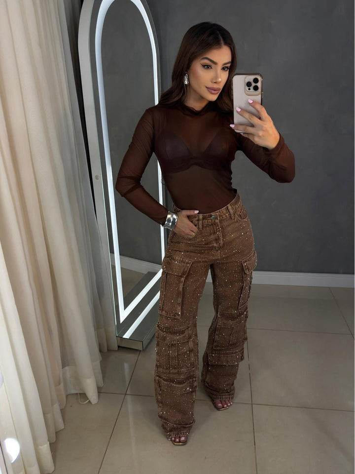 Shine Multi-Pocket Cargo Jeans