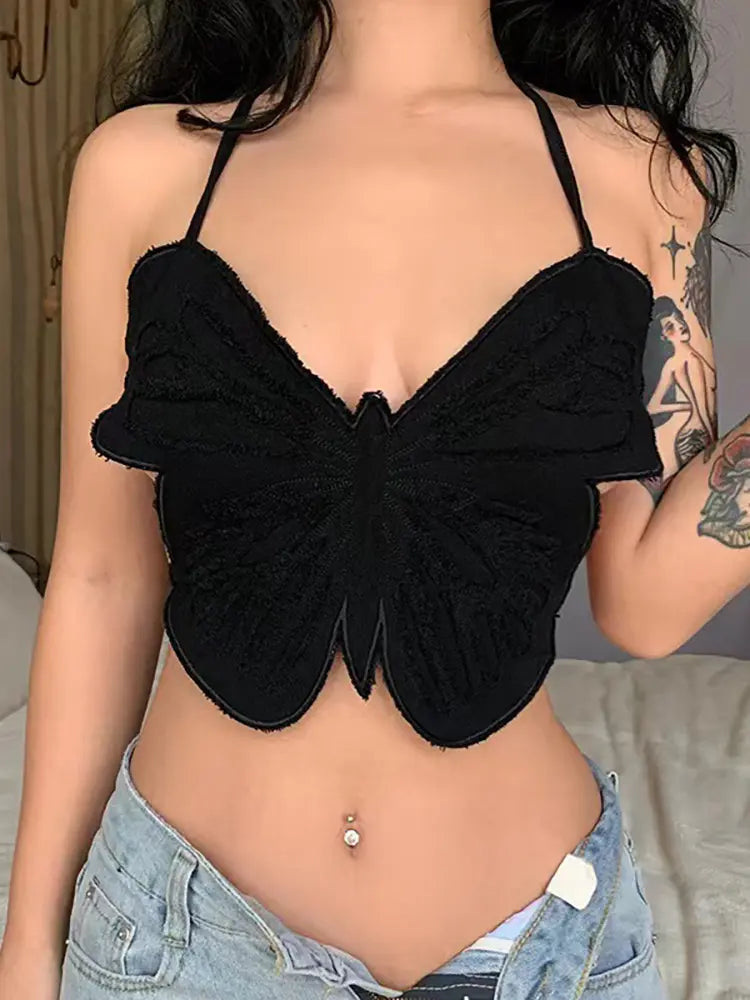 Butterfly Halter Crop Top