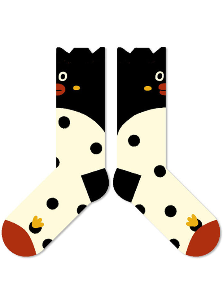 Cute Cartoon Penguin Polka Dot Socks