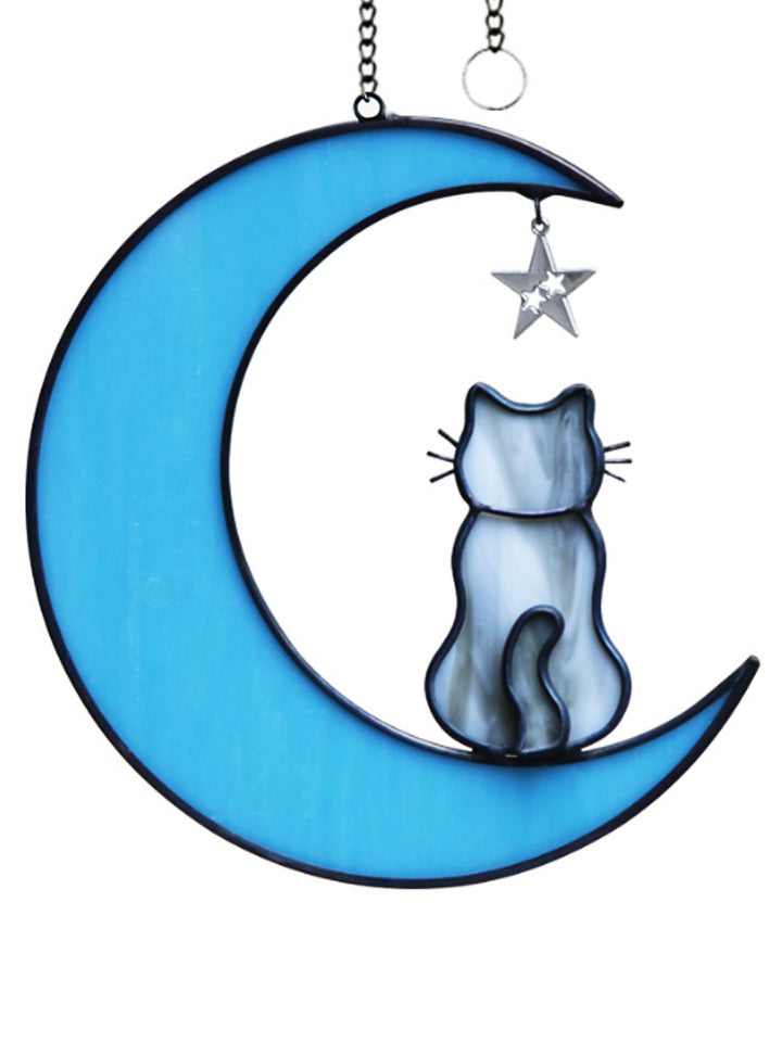 Kočka na Měsíci" Okenní závěsná dekorace