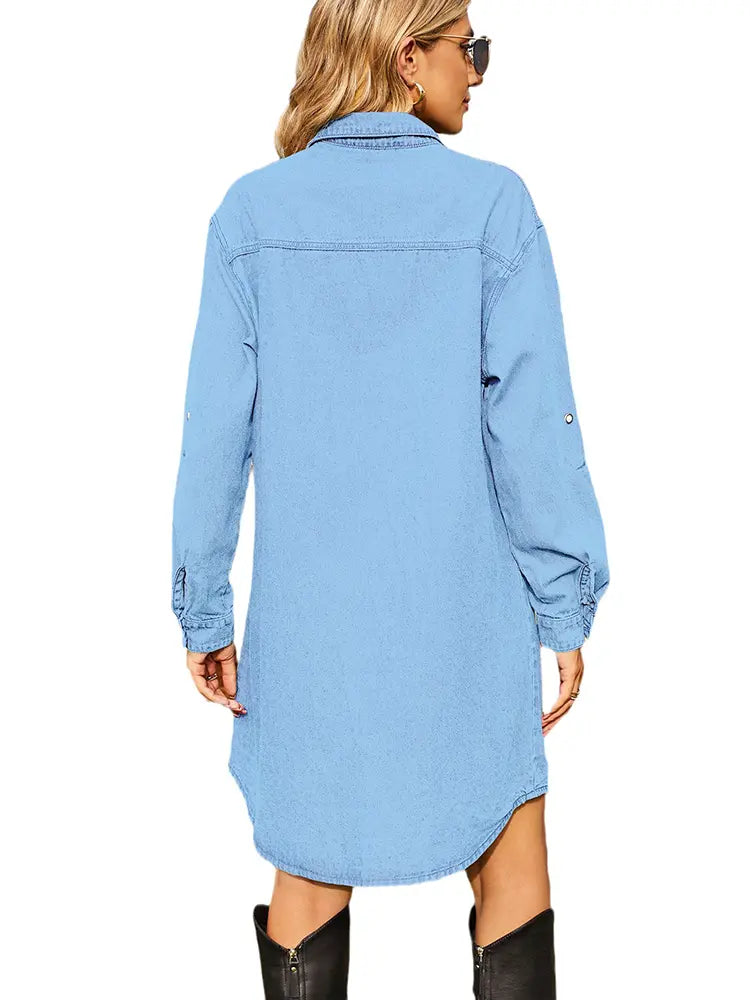 Robe en denim ajustable à coupe décontractée