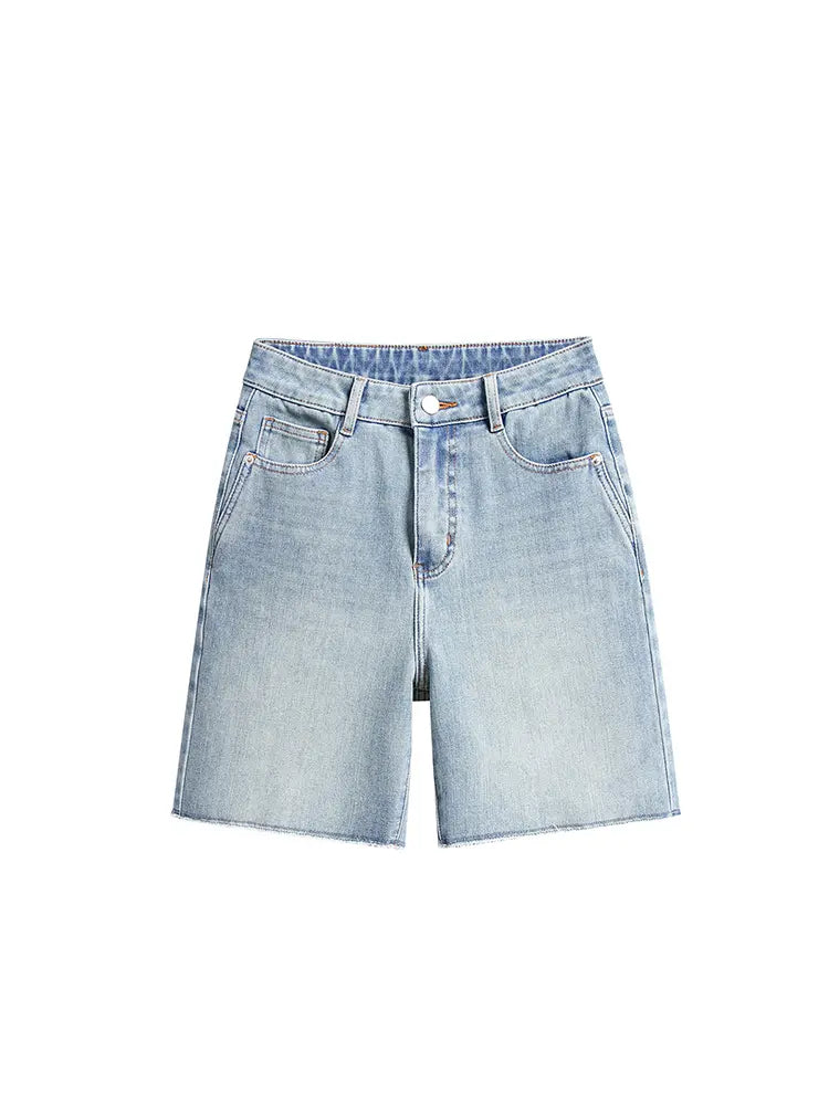 Hoge Taille Stretch Denim Shorts