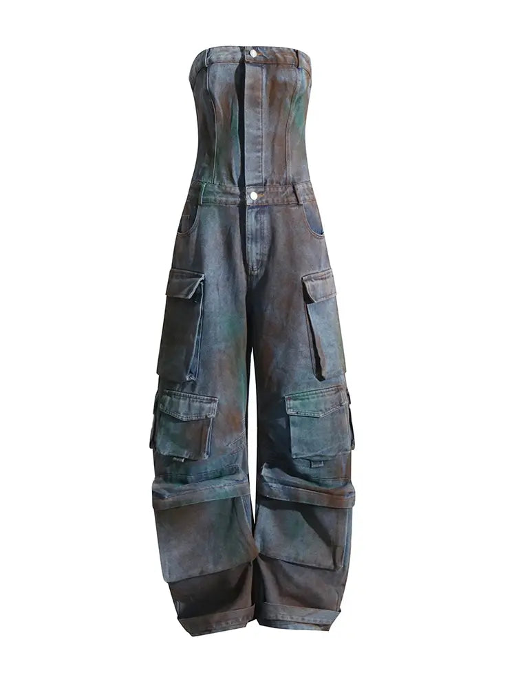 Jumpsuit mit sprühgefärbtem Camouflage-Muster