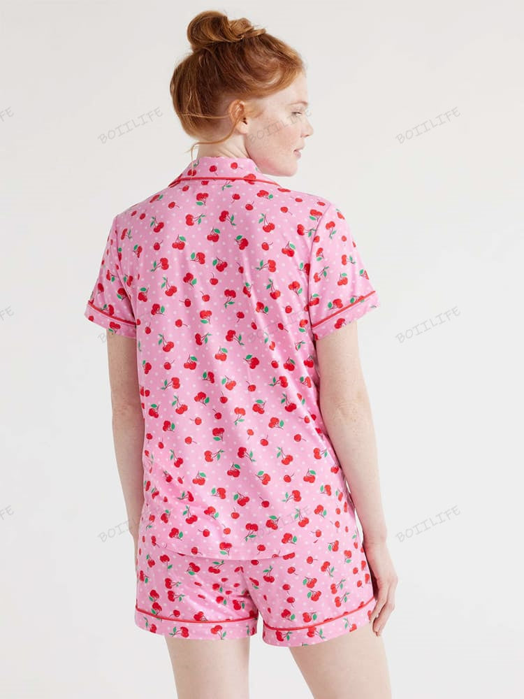 Casual loungewear overhemd en korte broek met bloemenprint