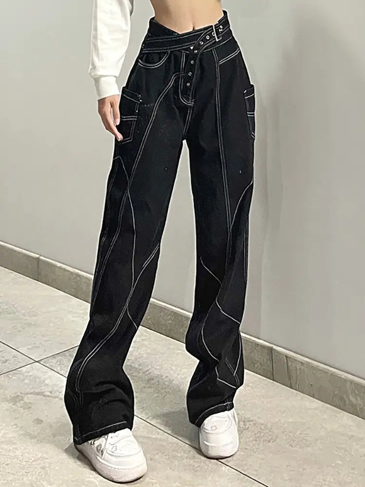 Natatanging Contrast-Stitch Jeans