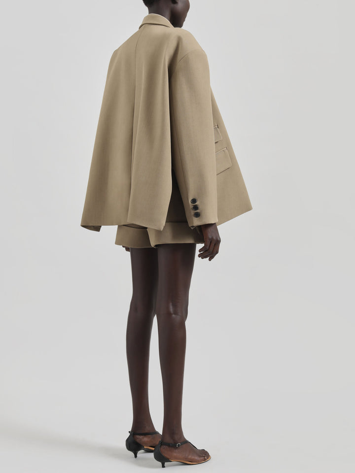 Taupe Mélange Boxy Wrap Blazer