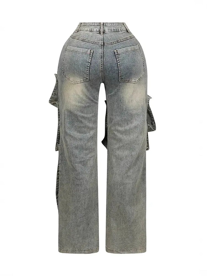 Detachable High-Waist Denim Pants