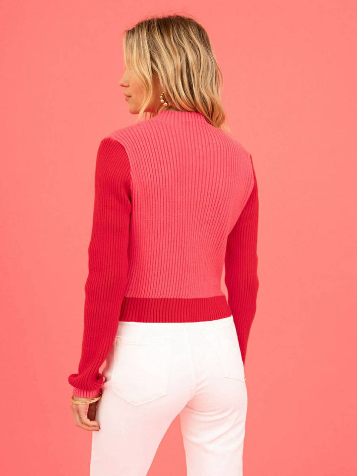 Turtleneck Knit Sweater ng Pattern ng Puso ng Araw ng mga Puso