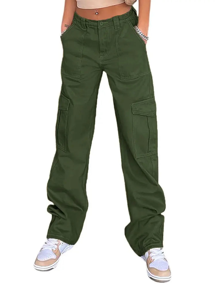 High-Waist Slim Cargo Pants