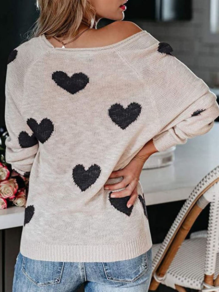 V-Neck Knit Sweater para sa Araw ng mga Puso