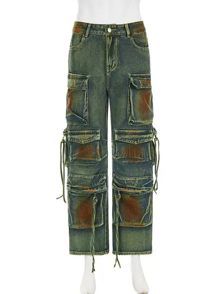 Trendy Kontrast Denim Hose