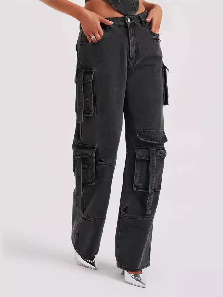 Low-Waist Pocket Jeans