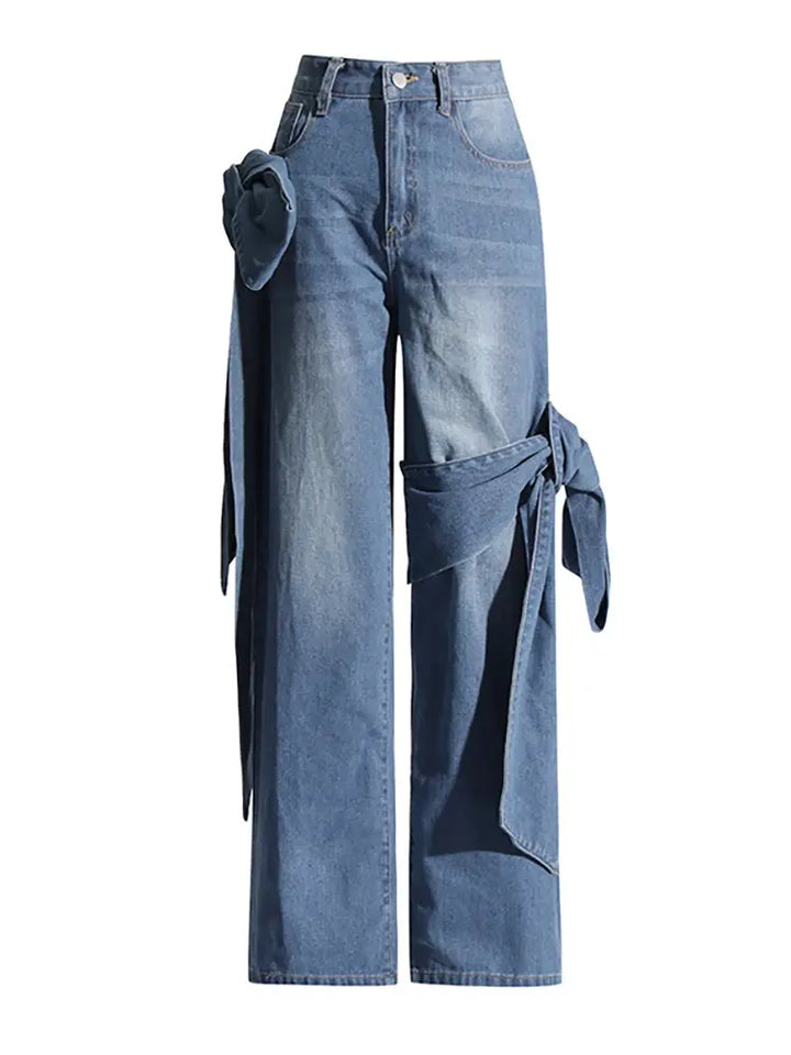 Tvättad denim med hög midja