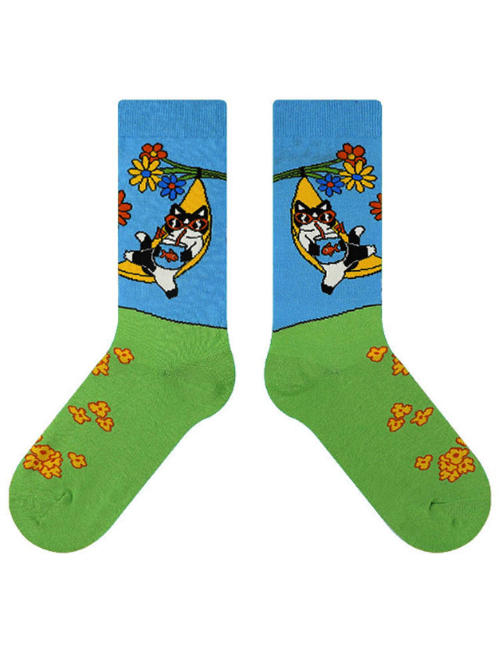 Χαριτωμένα Cartoon Meow Meow Mid-Calf κάλτσες