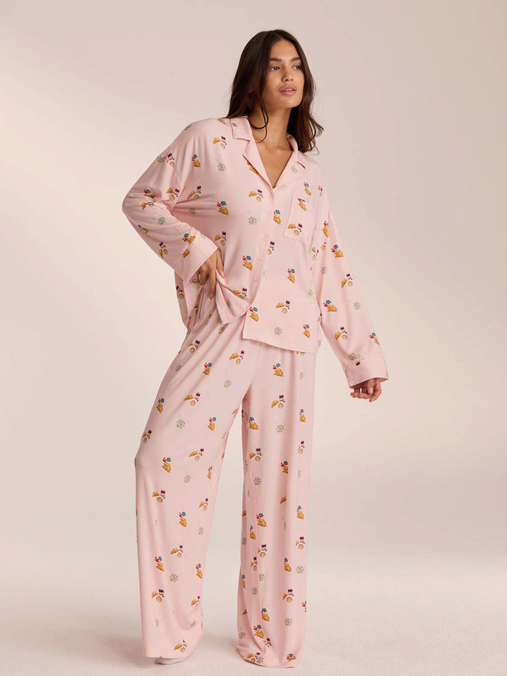 Pajama set Food Print - Prašná růžová