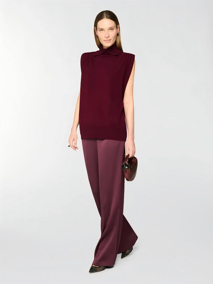 Merlot Knit Top Satin Skirt Set