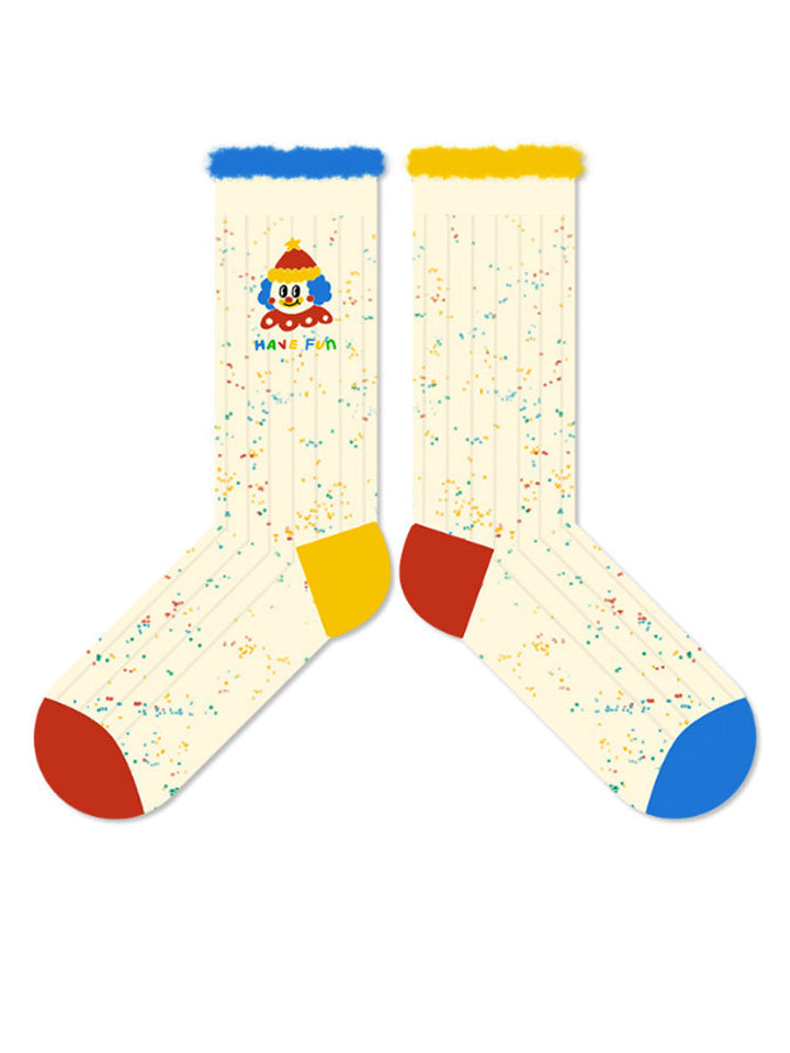 Karikatür Palyaço Desenli Çorap