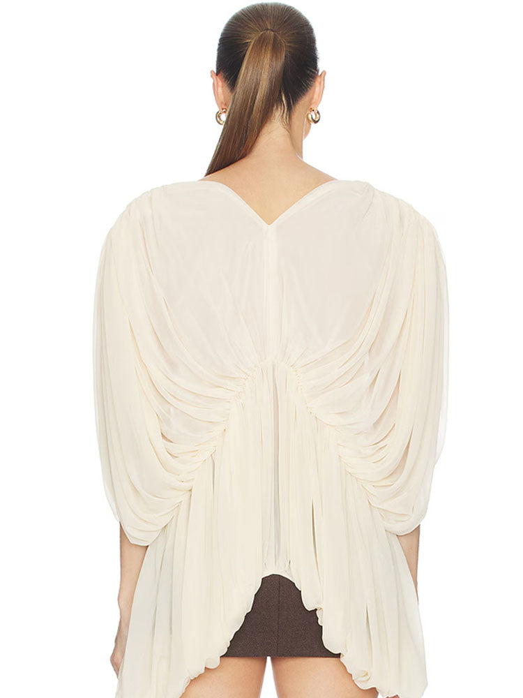 Ivory Draped Chiffon Top