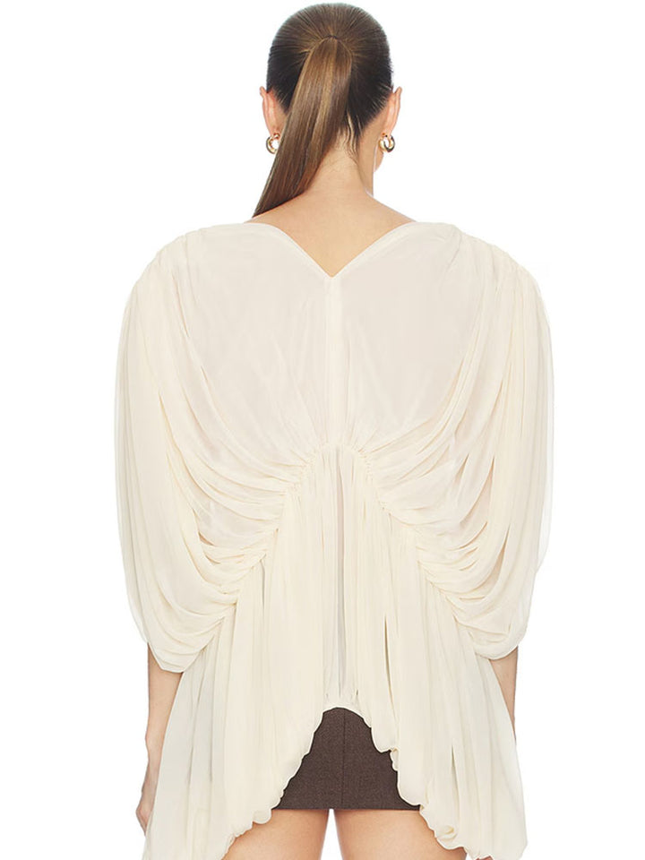 Ivory Draped Chiffon Top